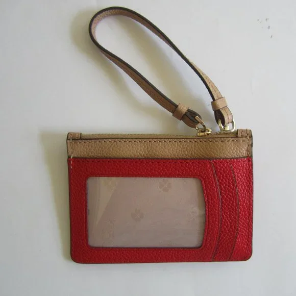 Kate Spade New York Red Wristlet Coins Purse Card Keychain Wallet Bag Women - Picture 3 of 5